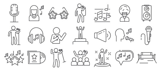 Sticker - Singer icons set. Outline set of singer vector icons for web design isolated on white background