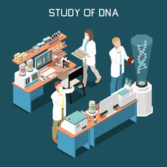 Wall Mural - Genetics Isometric Illustration