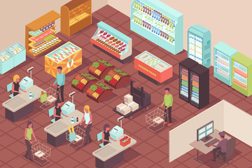 Wall Mural - supermarket isometric background