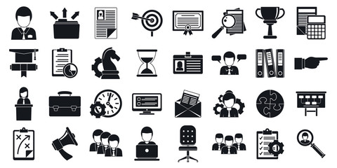 Poster - modern managing skills icons set. simple set of modern managing skills vector icons for web design o