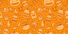 Halloween Party Seamless Background. Decorative Pattern Vector Illustration