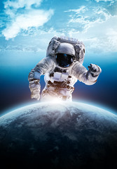 astronaut, space, earth, sky, planet, spaceman, cosmonaut, abstract, glode, sky, cloud, blue, 3d, ar