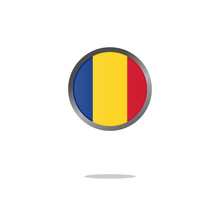 Flag Of Romania As Round Glossy Icon. Button With Romanian Flag