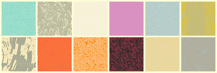abstract lines seamless patterns, vector modern trnedy backgrounds set. organic patterns with color 