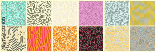 Fotografia Abstract lines seamless patterns, vector modern trnedy backgrounds set