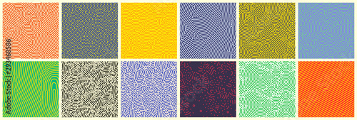 Tela Seamless patterns, abstract organic lines color backgrounds set
