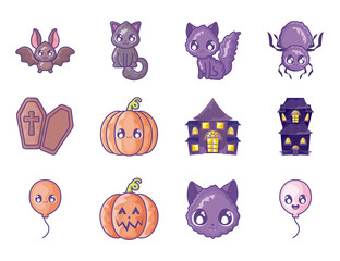 Poster - bundle halloween with set icons