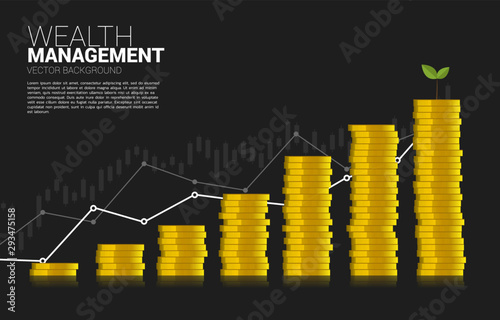 Fotografía Growth graph with stack coin dollar and little tree at top