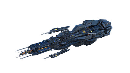 Wall Mural - alien mother ship, ufo spacecraft in flight isolated on white background, 3d rendering