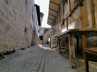 old stone touristic town back alley