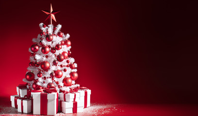 Wall Mural - decorated christmas tree and gifts