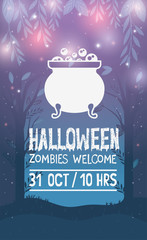 Sticker - Halloween zombies welcome design ,vector illustration