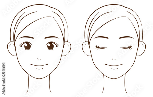 女性 正面を向いた顔 線画 Stock Vector Adobe Stock 女性 正面を向いた顔 線画 Stock Vector Adobe Stock