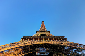 Views of the Eiffel Tower at magic hour