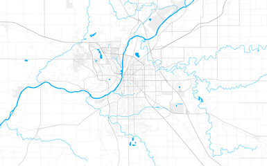  Rich detailed vector map of Lafayette, Indiana, USA