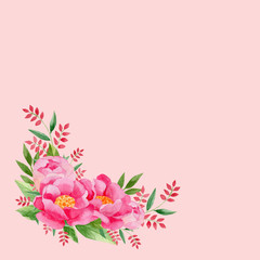  bouquet of  peony flowers isolated on pink background