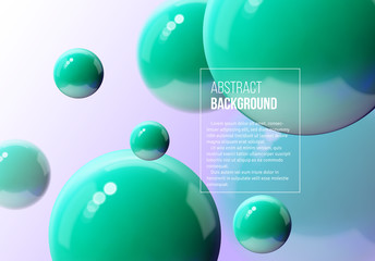 Poster - Abstract background with green balls flying in perspective for science and business wallpaper