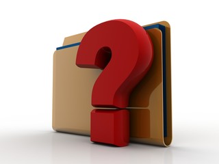 Poster - 3d rendering file folder with question symbol