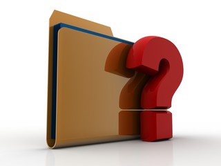 Poster - 3d rendering file folder with question symbol