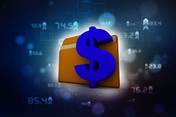 Poster - 3d rendering Dollar symbol with folder