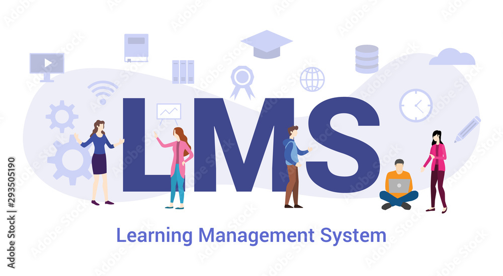 lms learning management system concept with big word or text and team ...