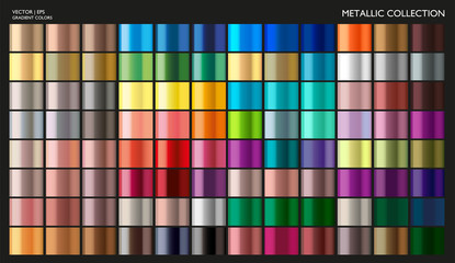 metal gradient set. gold, silver, bronze colorful collection. gradient background template for scree
