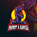 Fototapeta  - raptor mascot logo design vector with modern illustration concept style for badge, emblem and tshirt printing. angry raptor illustration.