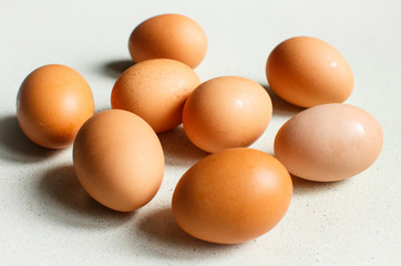 Chicken eggs isolated on white background.