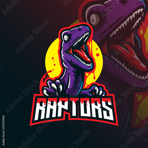 Fotomural raptor mascot logo design vector with modern illustration concept style for badge, emblem and tshirt printing