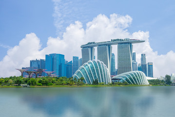 skyline of singapore at the marina bay