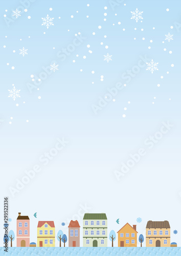 冬の空と町並みの背景イラスト 縦 Stock Vector Adobe Stock