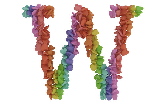 Colored heart alphabet  Isolated on white background. 3d illustration