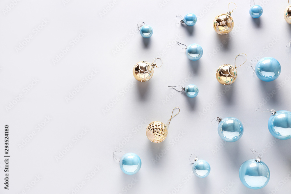 Beautiful Christmas balls on white background