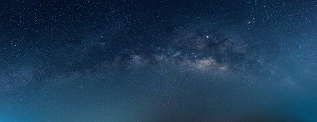 panorama blue night sky milky way and star on dark background.universe filled with stars, nebula and