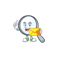 Sticker - With envelope magnifying glass isolated on white background