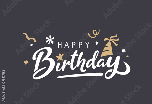 Cuadros en Lienzo Happy Birthday typography vector design for greeting cards and poster