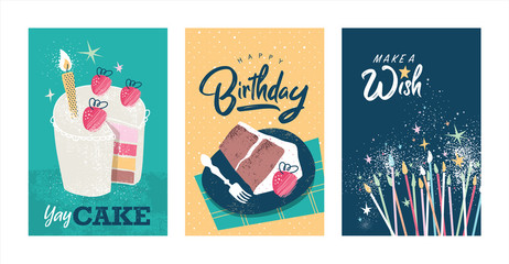 Canvas Print - Set of birthday greeting cards design