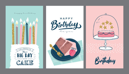 Wall Mural - Set of birthday greeting cards design