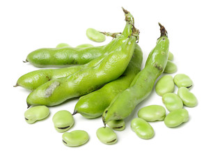 Wall Mural - Broad beans on white background