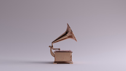 Wall Mural - Bronze Vintage Gramophone Right View 3d illustration 3d render