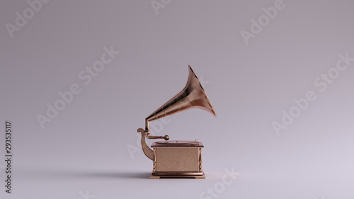 Fotografía Bronze Vintage Gramophone Right View 3d illustration 3d render