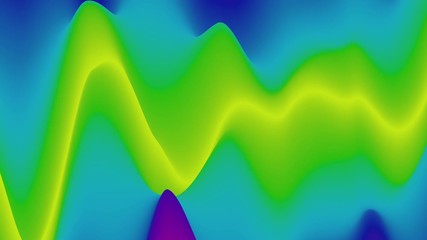 Poster - Looped animation. Abstract colorful wavy background in bright rainbow colors. Modern colorful wallpaper. 3d rendering.