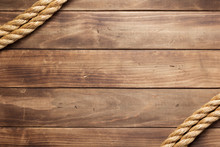 Ship Rope At Wooden Background Texture