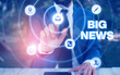 © Artur - Text sign showing Big News. Business photo showcasing knowing actions no one heard about it yet Teleporter journalist