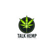 logo talk hemp, with microphon and cannabis  vector