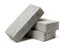 Gray Cement Solid Brick Isolated On A White Background 