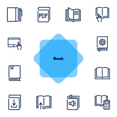 Sticker - Book icon set. Line icons collection on white background. Reading, information, knowledge. Education concept. Can be used for topics like school, literature, bookstore