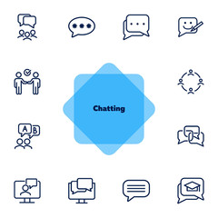 Poster - Chatting line icon set. Speech bubble, deal, messenger. Communication concept. Can be used for topics like forum, business, social media