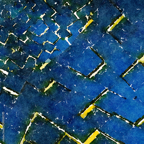 Abstract artistic watercolor background, wet splashes and strokes of paint on...