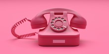 Telephone Vintage On Pink Color Background. 3d Illustration